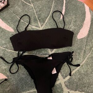 Black Ribbed Bikini Set